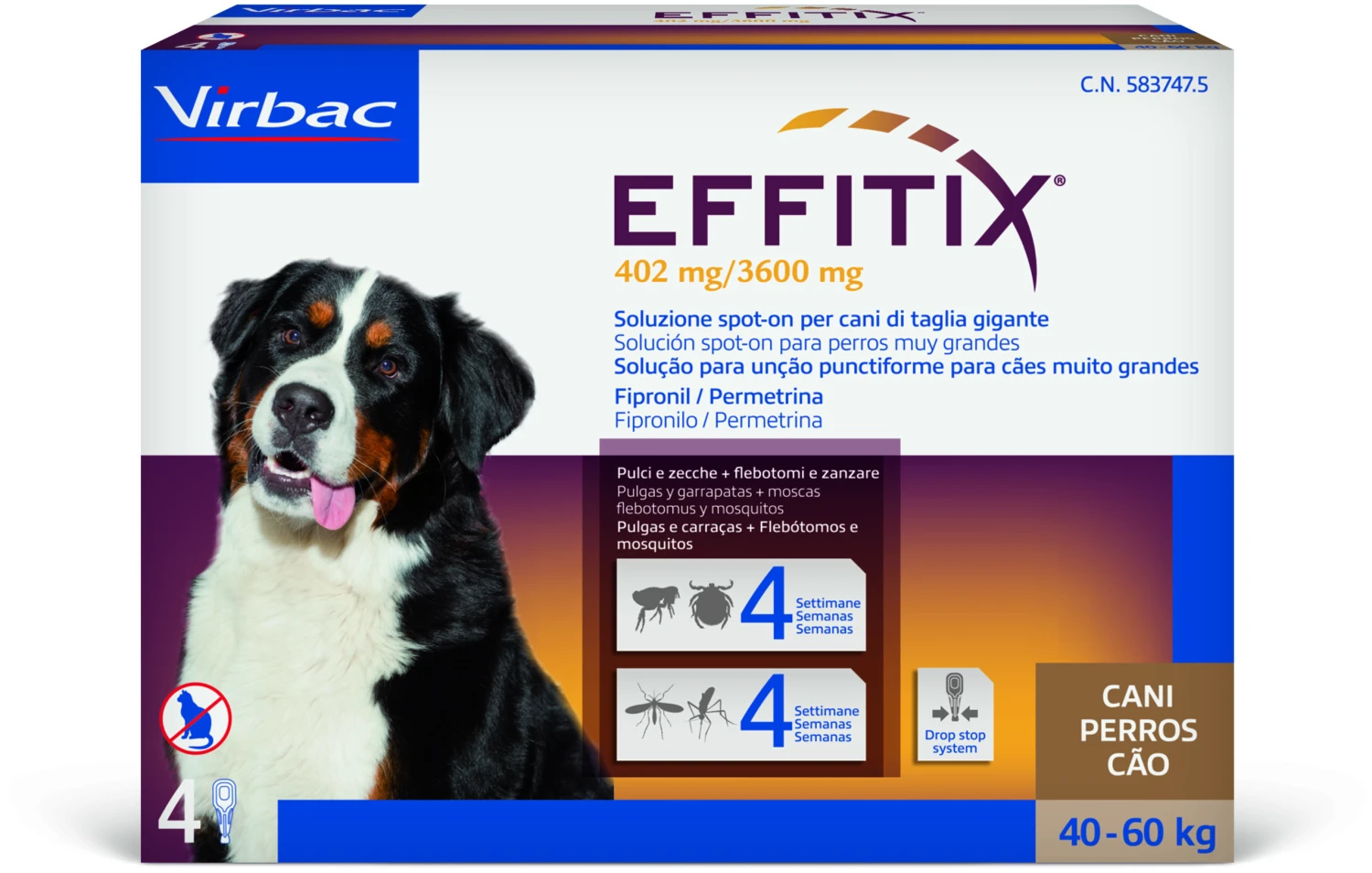 Pipetas Effitix Spot on Antiparasitariopara Perros de 40 a 60 Kg (402mg/3600mg) Virbac Pipetas Effitix Spot On Antiparasitariopara Perros De 40 A 60 Kg (402mg/3600mg) -Bravery Tienda effitix spot on antiparasitario mosquitos para perros de 40 a 60 kg 1 scaled