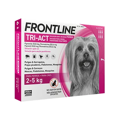 Pipetas Tri-Act Solució Spot-On para Perros de 2-5 Kg Frontline Pipetas Tri-Act Solució Spot-On Para Perros De 2-5 Kg -Bravery Tienda frontline tri act 2 5 kg 6 pipetas